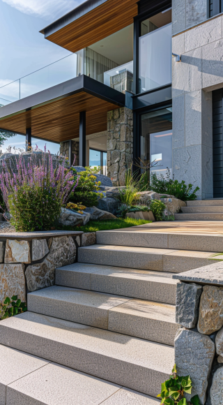 Vue de la réalisation d'un escalier d'extérieur